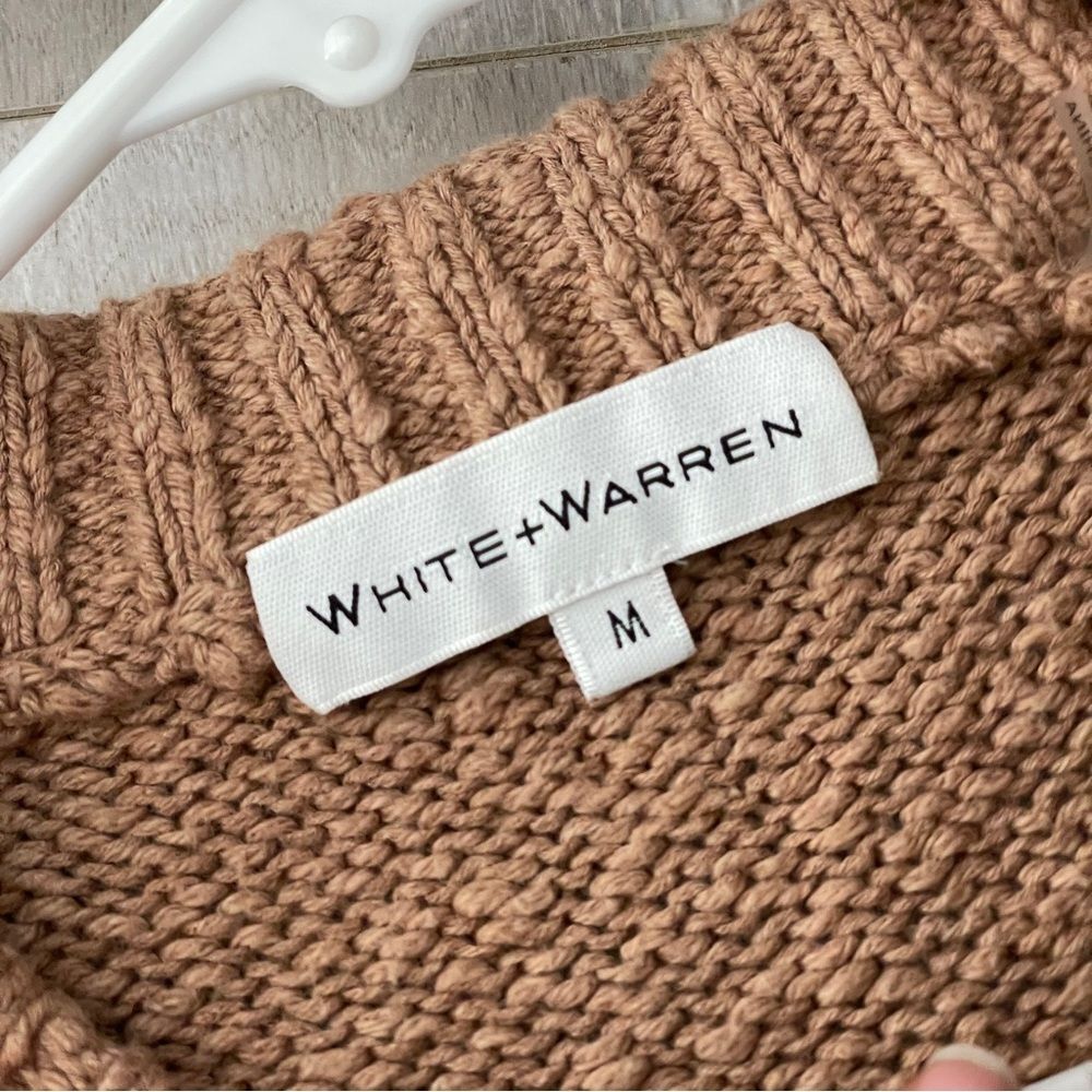 White + Warren Sweater cotton slub easy crewneck womens Brown (small) minimalist - Picture 2 of 8